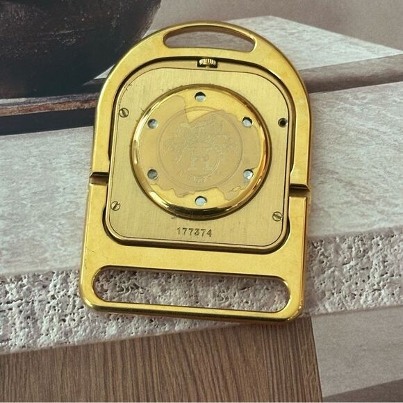 SOLD:Hermès Stirrup Table Alarm Clock Gold - Picture 8 of 10
